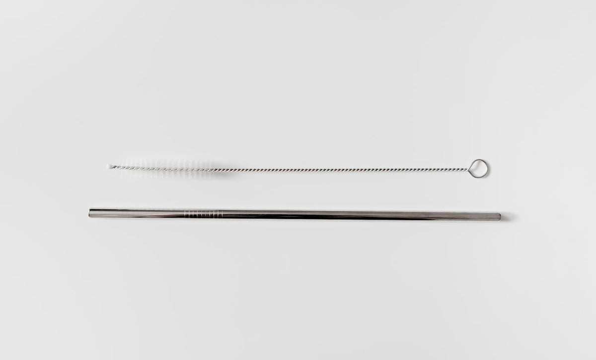 Reusable Stainless Steel Straws – 8 Pack with Brush – Silver