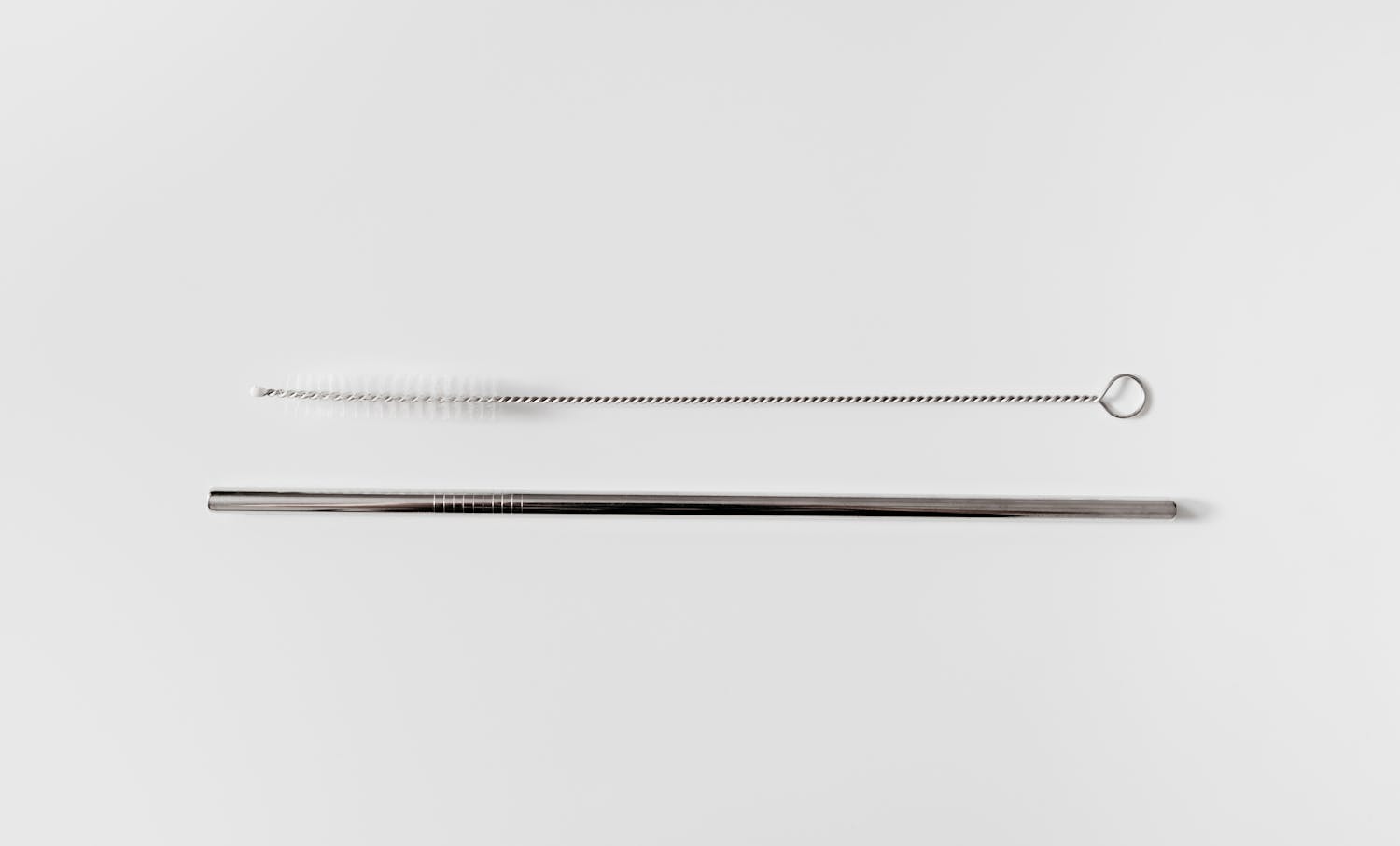 Reusable Stainless Steel Straws – 8 Pack with Brush – Silver