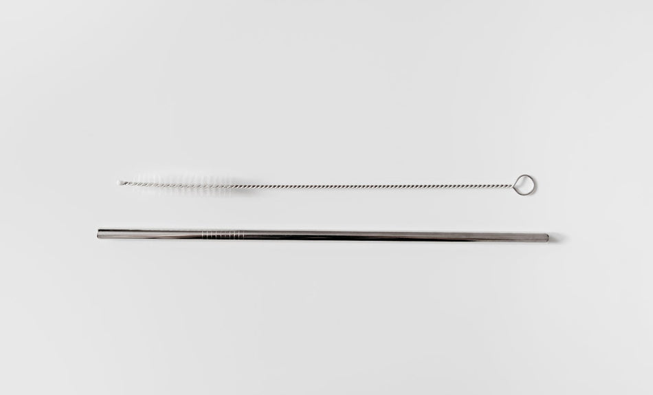 Reusable Stainless Steel Straws – 8 Pack with Brush – Silver
