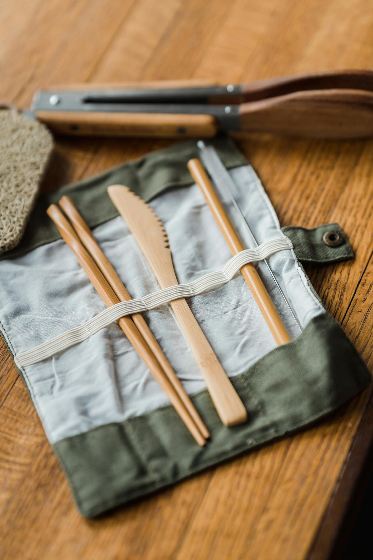 Bamboo Cutlery Travel Set with Pouch – view 3